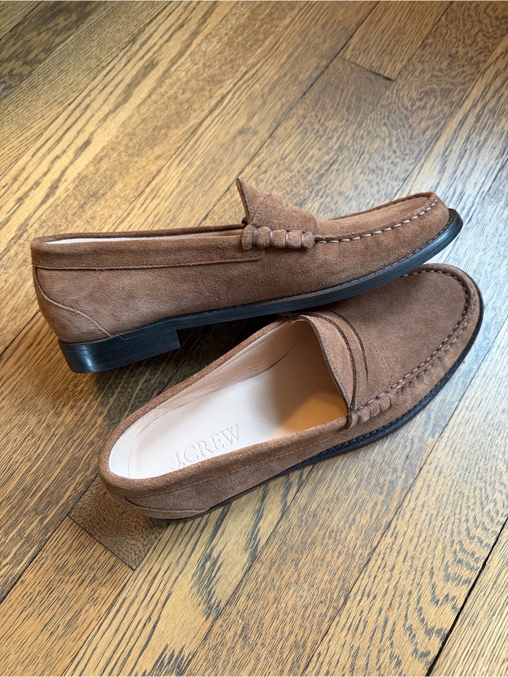 Women’s new Winona J Crew Penny Loafers in Brown Suede 8 color is castana brown - Picture 5 of 10